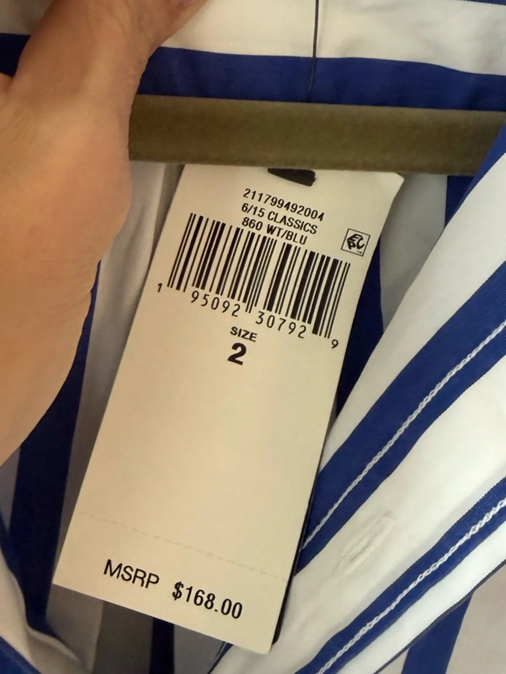 Polo by Ralph Lauren White and Blue Vertical Stripe Button-Up Shirt - Picture 4 of 5